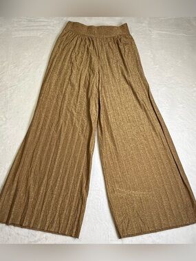 Wide-Leg Metallic Gold Palazzo Pants lightweight Italian Summer Vibes